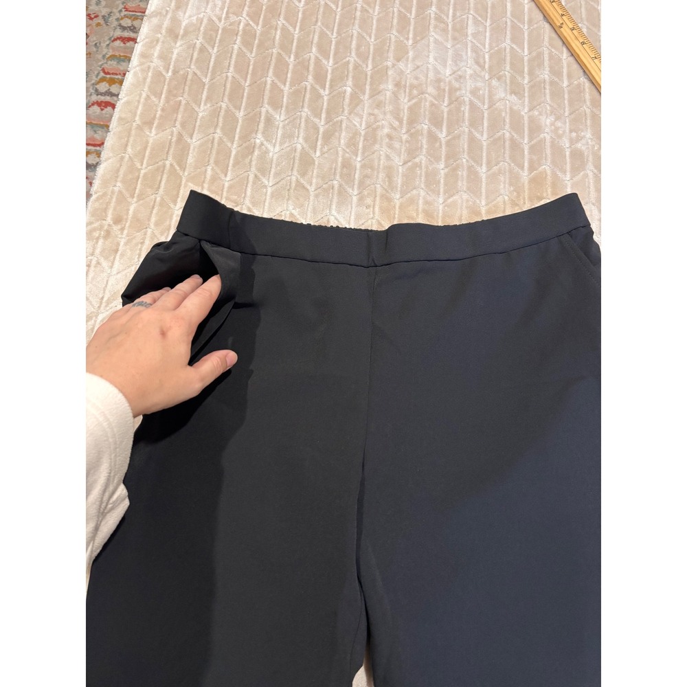 Eileen Fisher Black Straight Leg Dress Pants Elastic Waist Quiet Luxury Size L - Picture 8 of 13